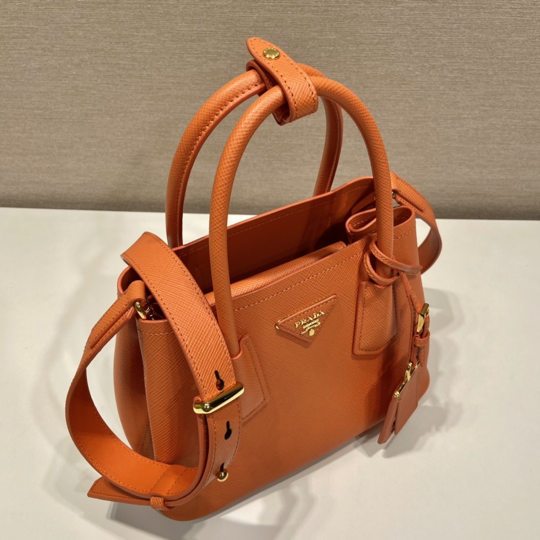 Prada Double Saffiano Leather Mini Bag Shoulder Bag Orange 1BG443